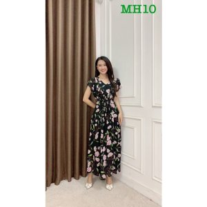 Đầm Trung Niên Sang Trọng Cao Cấp Đẹp Huy Hoàng Anh,Váy Nữ Cho Mẹ Lụa Dự Tiệc Công Sở Trên 30,40 Tuổi Qua Gối Xòe Mh-8