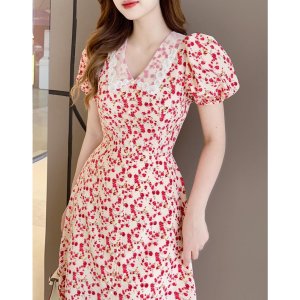 [Ảnh thật] Váy hoa nhí phối cổ ren, xẻ tà siêu xinh - tiemcuanang_97-2