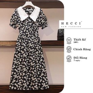 Váy hoa nhí HECCI phối cổ ren dáng xòe nữ tính V72-1