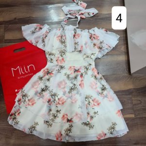 Váy hoa trễ vai buộc nơ cổ-8