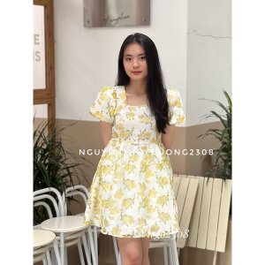 [HÀNG SẴN]VÁY-ĐẦM HOA VÀNG CAMILA DRESS XINH YÊU-9