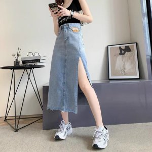 Chân váy Jean dài dáng cv bò jeans chữ A xẻ tà ,chân váy bò cạp cao phong cách Hàn Quôc-MINXY SHOP-8