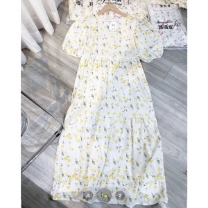 Váy babydoll hoa nhí tay ngắn, đầm babydoll bánh bèo tiểu thư kiểu dáng maxi hot trend Sang Choảnh-6