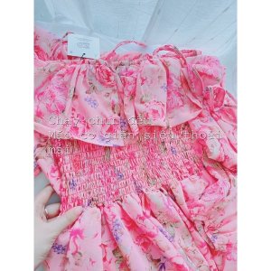 VN629 - VÁY 2S VOAN HOA HỒNG TRỄ VAI CHUN LƯNG-6