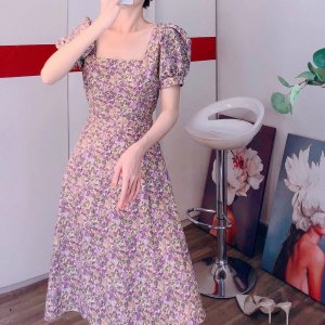 Váy hoa nữ 💖FREESHIP💖 Đầm Hoa Dự Tiệc Dáng Xoè Tay Phồng Dễ Thương-3