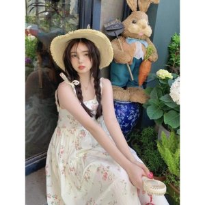 Váy 2 Dây Buộc Nơ In Hoa Nữ [FREESHIP]🌸 Đầm đũi 3 tầng , babydoll bánh bèo tiểu thư Ulzzang 🌸-2