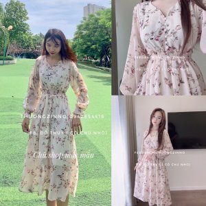 [Ảnh thật/Video] Váy hoa nhí vintage dáng xoè cổ V dáng dài đẹp nhẹ nhàng Đầm ulzzang-4