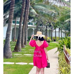 Váy Babydoll Thô Nơ Sau Tay Phồng 5 Màu Siêu Xinh Có Ảnh Thật Kèm Video-3