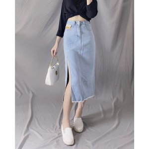 Chân váy Jean dài dáng cv bò jeans chữ A xẻ tà ,chân váy bò cạp cao phong cách Hàn Quôc-MINXY SHOP-7