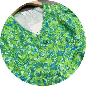 Váy Hoa Xanh Khuy Bọc Tay Phồng Siêu Xinh Có Ảnh Thật Kèm Video-9