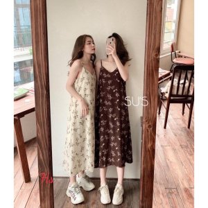 Đầm Nữ Hoa Nhí Cổ V 2 Dây 🦋 Váy Nữ Hoa Chất Voan Dáng Dài 2 Màu 🦋-3