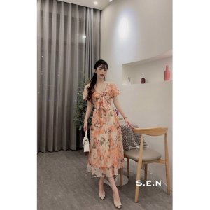 Váy maxi hoa nơ ngực-8