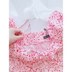 VÁY HOA NHÍ MÀU HỒNG RÚT NGỰC CHO NỮ-8