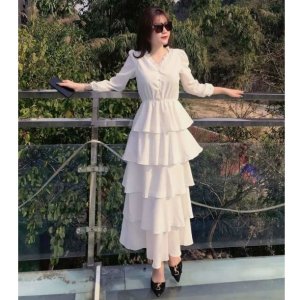 🌈 VÁY ĐẦM TƠ HOA DÀI 5 TẦNG SANG CHẢNH🍁-5