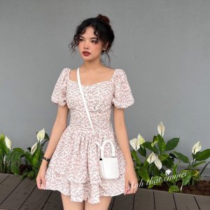 Váy hoa nhí vintage, đầm hoa nhí hàn quốc emmei v140-3