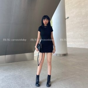 Đầm body hở lưng sexy váy ôm đen sang chảnh cá tính khoét lưng tay ngắn thun dày dặn co gĩan tốt đi chơi carrotxinhdep-5