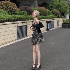 Đầm Voan Hoa Hai Dây Xinh Xắn Theo Phong Cách Hàn Quốc Dành Cho Nữ đầm bầu váy nữ váy bé gái váy dài chân váy dài váy nữ chân váy dài-8