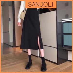 Chân Váy Chữ A Dài SANJOLI Chân váy Midi xẻ tà suông Cá tính, Dáng dài nữ Công sở xinh yêu Hàn Quốc CV001-4