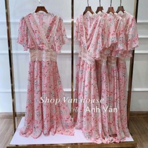 Váy xòe hoa nhí cổ V A1000.369-4