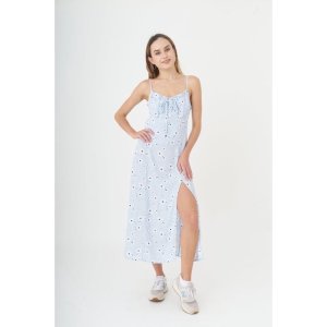 Đầm hai dây hoa dáng midi xẻ tà xuất khẩu-8