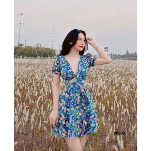 VÁY HOA BUỘC NƠ NGỰC LI EO 4M CHO NỮ-3