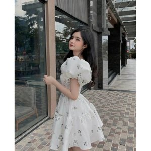Đầm xoè hoa nhí chất ford phong cách Hàn Quốc-hang thiết kế-5