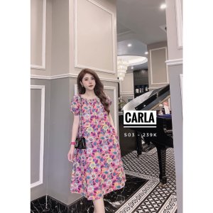 Váy suông hoa tay bồng có túi freesize CARLA-7