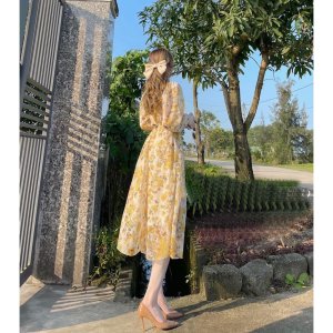 Đầm maxi đi biển, váy hoa nhí vintage dáng dài cổ vuông chất liệu voan thoáng mát mặc được hai kiểu đi biển đi chơi-3