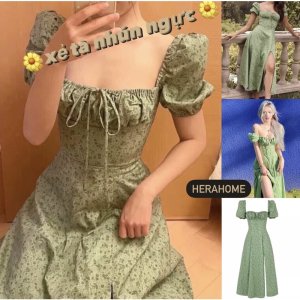 [Mã 55FASHIONSALE giảm 12% đơn 99K] VÁY HOA NHÍ XẺ TÀ DÚM NGỰC 🌿-1
