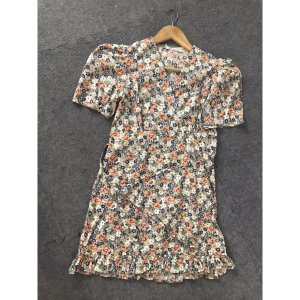 Thanh lý váy hoa nhí cổ tim, dây thắt eo, dáng ngắn đuôi cá nhỏ-3