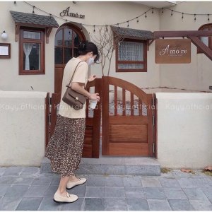 Chân váy hoa nhí dập li nhỏ có lót trong - Chân váy dài xoè chiffon hoa nhí ulzzang LUMII-7