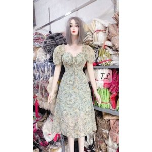 Váy hoa cúp ngực thanh nhã dáng dài xẻ mát lạnh-3