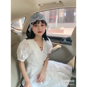 💕 Váy cổ tim thắt eo hoạ tiết hoa in nổi tay bồng siêu xinh 💕-5