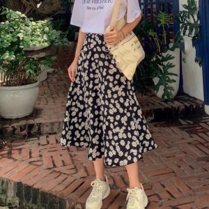 chân váy hoa ulzang, chân váy hoa xoè trẻ trung-2