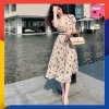 Đầm suông hoa cổ chéo váy nữ mặc tết đi tiệc đi biển đi du lịch siêu xinh chất lụa nhập-1