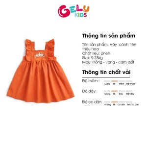 Váy cho bé gái GELU KIDS cánh tiên thêu hoa chất liệu linen mềm mịn - VBG001-3
