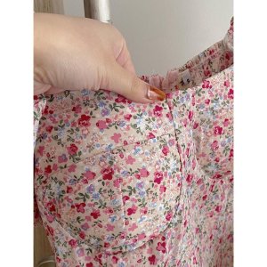 Váy hoa nhí vai bèo dáng chữ A vintage tay phồng bánh bèo sp012-6