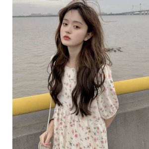 Váy hoa nhí hồng xếp tầng dài tiểu thư nữ - Đầm midi dáng suông mặc dạo phố nữ - Chất liệu cotton thoáng mát-6