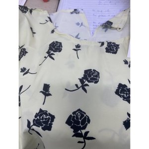 Váy Be Hoa Đen Phối Tay Chun PEONYB Nữ [FREESHIP] 🌸 Đầm đi biển dáng suông dài bánh bèo tiểu thư hàn quốc Ulzzang 🌸-8