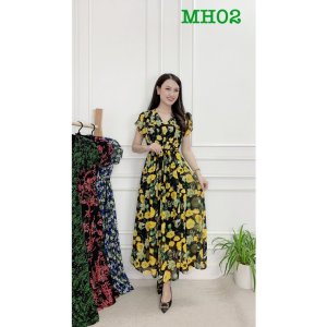 Đầm Trung Niên Sang Trọng Cao Cấp Đẹp Huy Hoàng Anh,Váy Nữ Cho Mẹ Lụa Dự Tiệc Công Sở Trên 30,40 Tuổi Qua Gối Xòe Mh-3