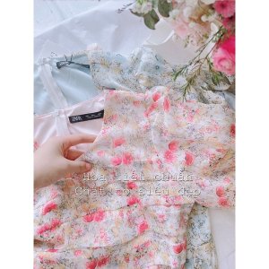 Váy hoa li tơ nổi tay bồng(2 lớp)-6