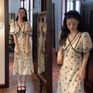 [ HÀNG SHOP]: Váy Hoa Tiểu Thư Quảng Châu Nữ Kèm Ảnh Thật Trải Sàn M0393- Lolla_Fashion-1