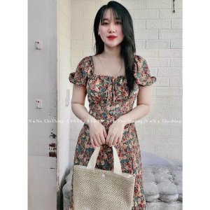 Váy hoa cúp ngực cổ nơ xinh-8