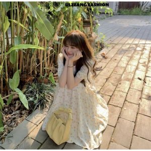 Váy hoa nhí chữ A [kokos] đầm hoa vintage [freesize] [Siêu Sale] [FreeShip] tay lỡ dáng suông ulzzang 21197-3