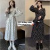 [Ảnh thật/Video] Váy hoa Hàn Quốc kiểu vintage dáng dài loại đep chất lụa hàn hai lớp-1