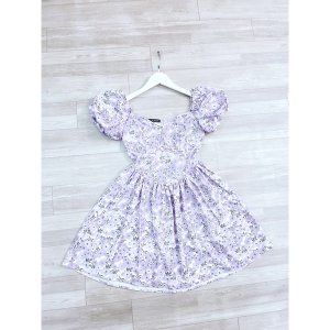 VÁY HOA TÍM NHẠT TAY BỒNG DÁNG XOÈ-5