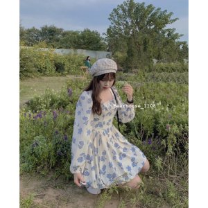 ❌ ĐẦM - VÁY HOA NHÍ DÀY TAY HOA XANH 🌷-6