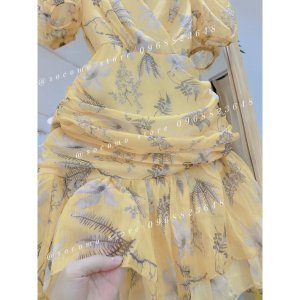 Váy hoa tơ cổ V thiết kế đuôi cá V62022 - Hàng loại 1, chất đẹp - Giá tốt - 100% ảnh Socomo tự chụp-5