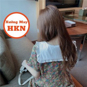 Váy Hoa Cổ Bèo Nơ Chất Thô Cotton Có Khoá Lưng Mã 090 Xưởng May HKN-4