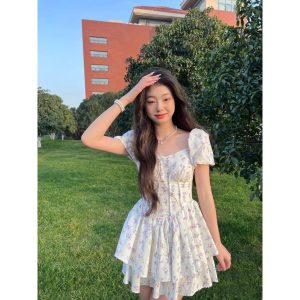 Đầm Ngắn Cổ Chữ V In Hoa Thời Trang-8